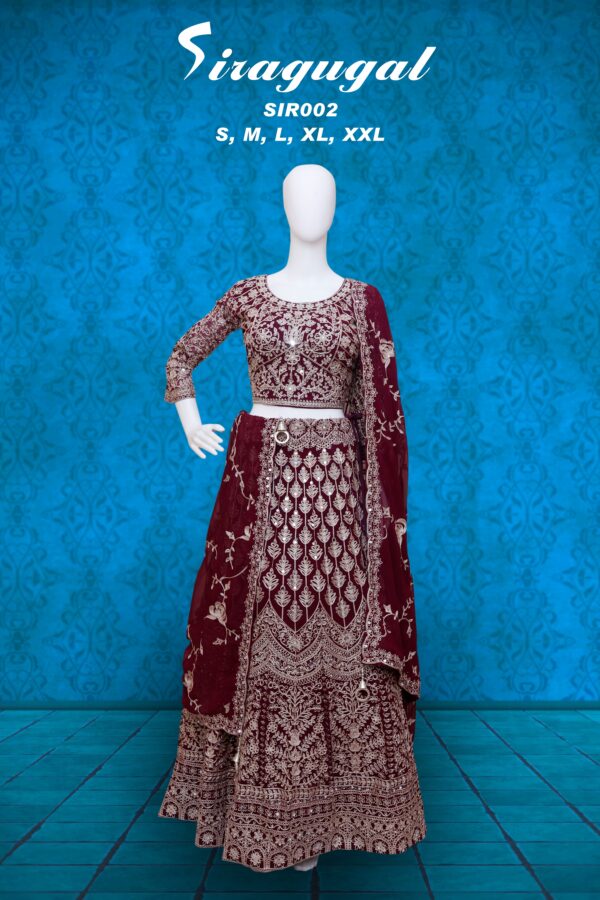 Siragugal Designer Ethnic Wear – SIR002 (Maroon Lehenga Set)